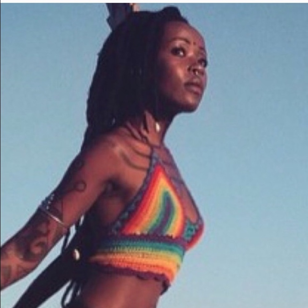 Gorgeous goddess rainbow crochet bralette